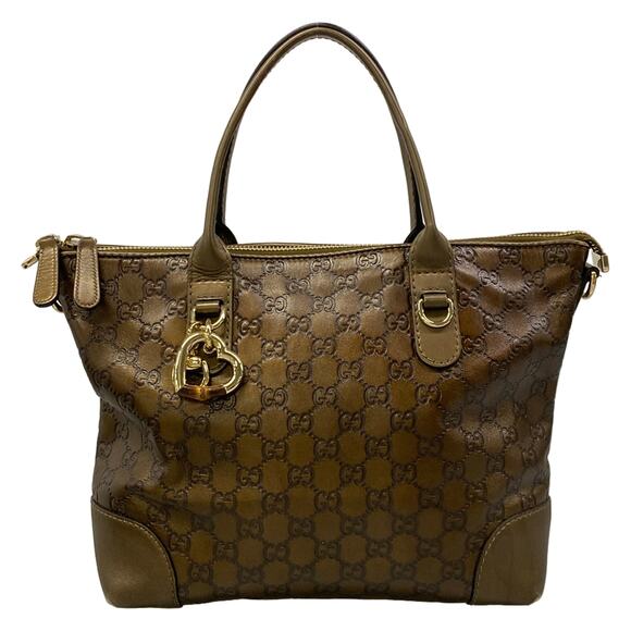 Gucci Handbags - Gucci Heart Bit/Guccissima Handbag 269957 Dark Brown Bronze